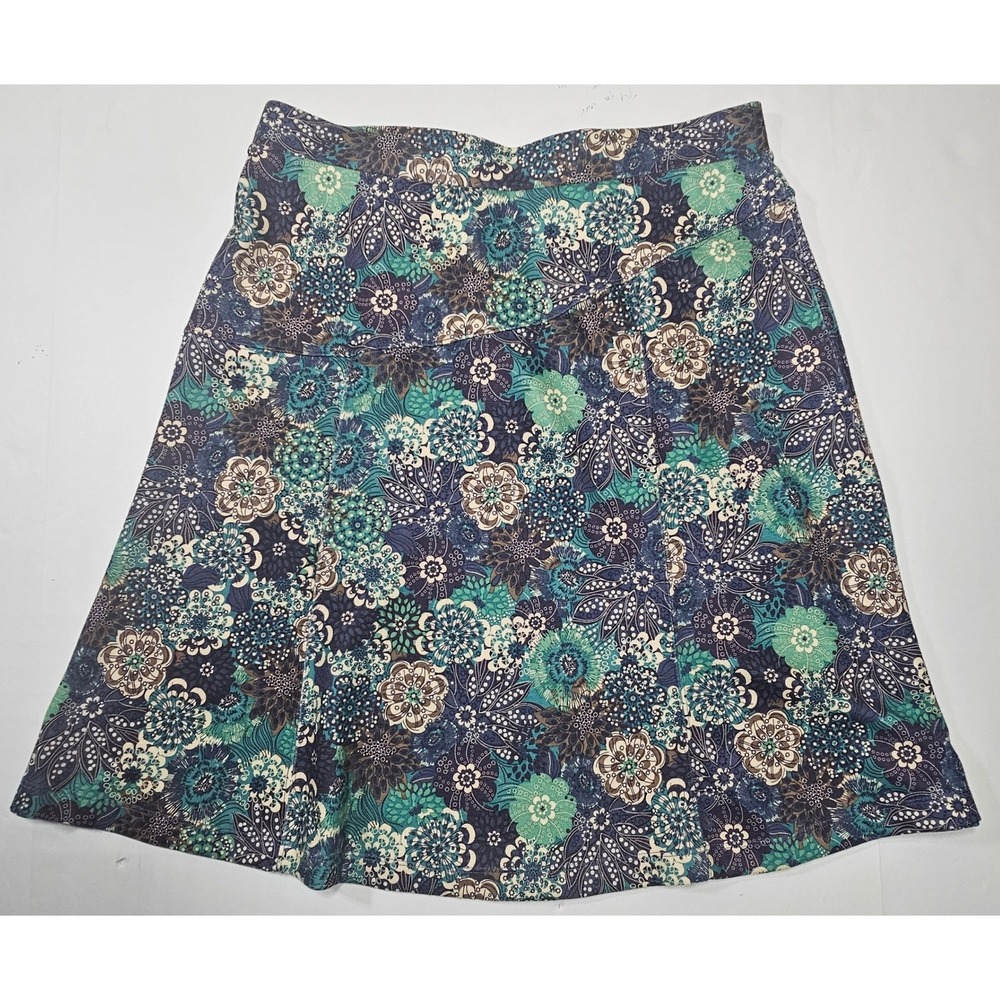 REI Womens Blue Green Floral Active Hiking Skirt Size M Zipper Pocket Stretch